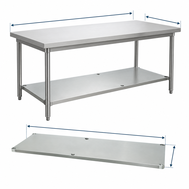 Product image #3 for Galvanized Work Table Undershelf for 120 in. W x 30 in. D Tables