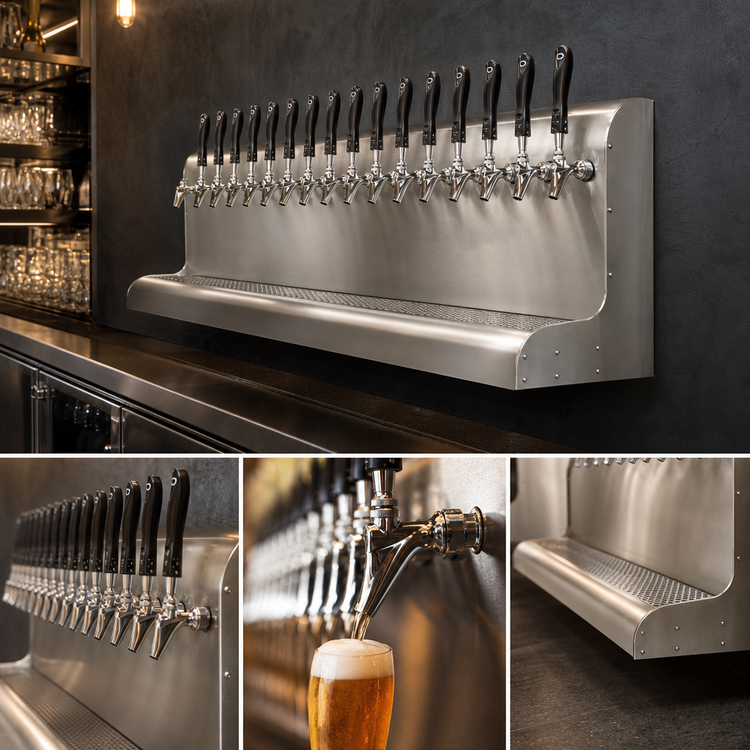 Product image #3 for Perlick 13-Faucet Modular Wall-Mount Glycol-Cooled Stainless Steel Draft Beer Dispensing Tower