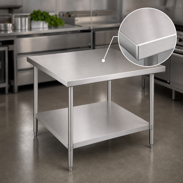 Product image #3 for John Boos Stallion 30" x 30" Stainless Steel Square Work Table with Adjustable Undershelf