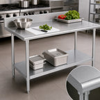 Thumbnail image #3 for Duke Manufacturing 316-3084-5R 84-Inch Stainless Steel Work Table, 16-Gauge 300 Series Top, 5-Inch Riser, Galvanized Undershelf