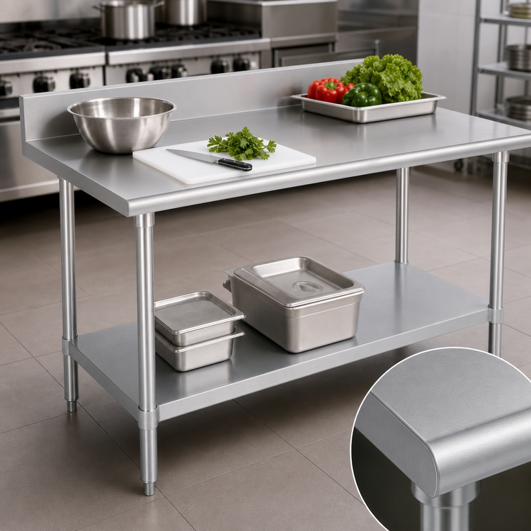 Product image #3 for Duke 84-Inch x 30-Inch Stainless Steel Work Table with 5-Inch Riser and Galvanized Undershelf