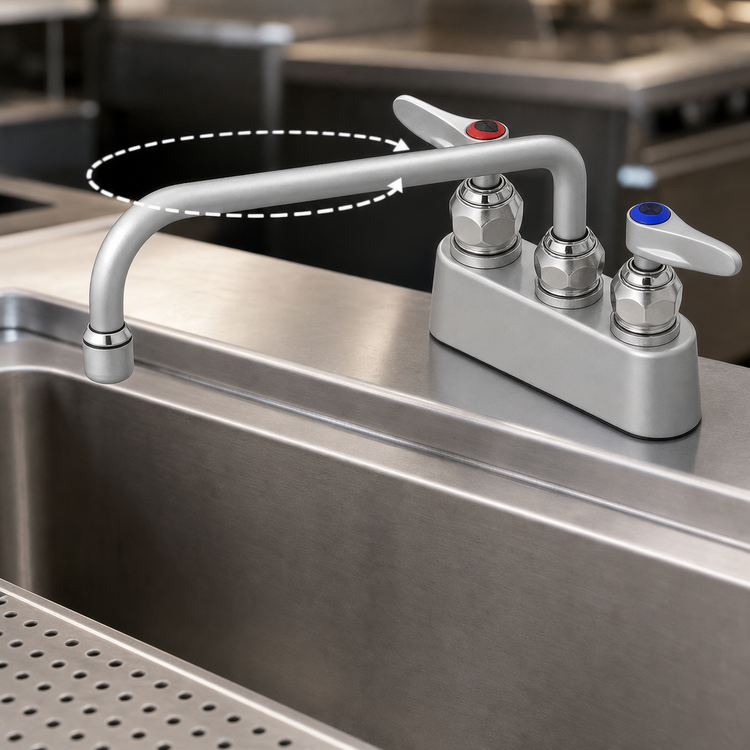 Product image #3 for T&S Brass B-1102 Deck-Mount Workboard Faucet with 10-Inch Swivel Nozzle