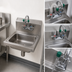Thumbnail image #3 for BK Resources Wall-Mount Hand Sink with Eye Wash Station, 14 x 10 x 5 Inch Bowl, 304 Stainless Steel