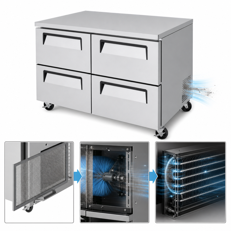 Product image #3 for Turbo Air Super Deluxe 48-Inch Two-Section 4-Drawer Undercounter Refrigerator