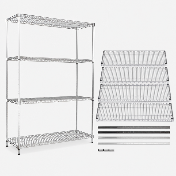 Product image #3 for 4-Shelf 18" x 36" Chrome-Plated Wire Shelving Starter Kit with 74" Posts