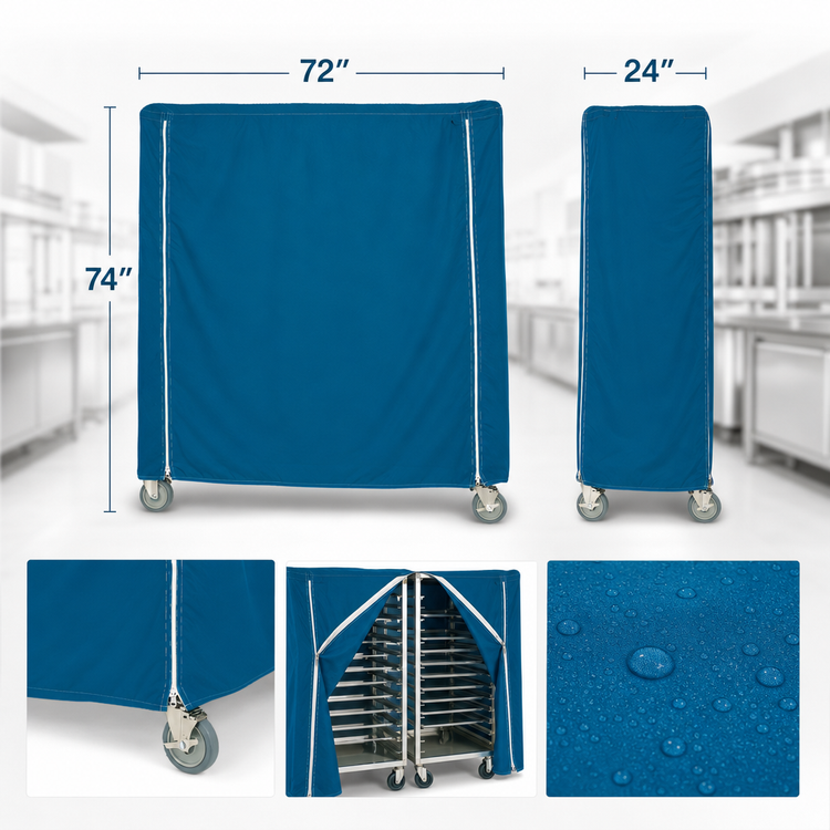Product image #3 for Metro Mariner Blue Banquet Cart Cover for 72 x 24 x 74 Inch Carts
