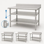 Thumbnail image #3 for Eagle Group 3096SADJUS-18/4 Adjustable Stainless Steel Work Table Undershelf, 96"W x 30"D, 18 Gauge, for Uni-Lok Hat Channel Frames