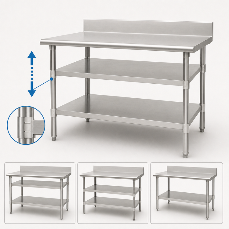 Product image #3 for Eagle Group Adjustable Stainless Steel Work Table Undershelf, 96 x 30 Inches