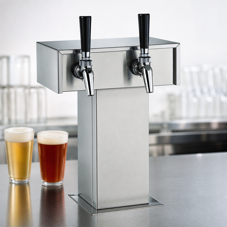 Product image #3 for Perlick Air-Cooled 2-Faucet Stainless Steel Tee Beer Tower with Polished Chrome Finish