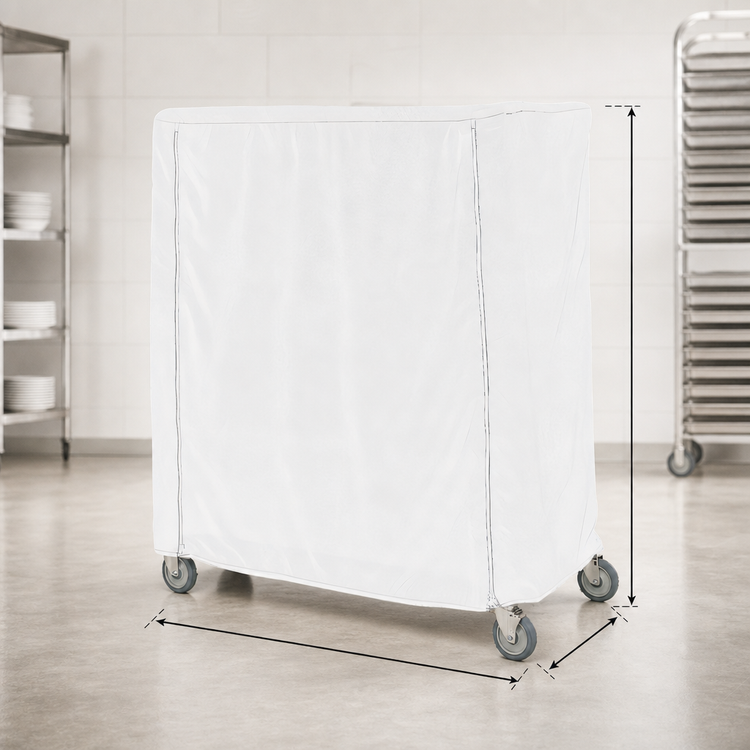 Product image #3 for Metro 60 x 24 x 62-Inch White Uncoated Knitted Polyester Banquet Cart Cover with Velcro Fastener