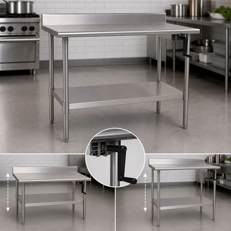 Product image #3 for Eagle AdjusTable ADA/Ergonomic Height Adjustable Stainless Steel Work Table with Backsplash and Undershelf, 48 x 24 Inches