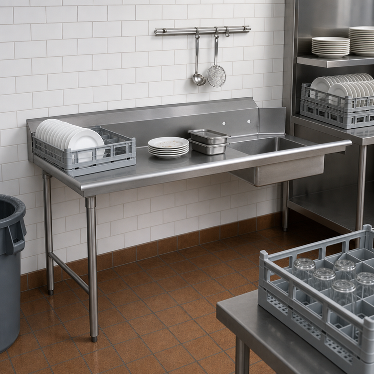 Product image #3 for Eagle Group BlendPort Straight Soiled Dishtable, 60-Inch, Right-to-Left, 20 x 20 x 5-Inch Sink