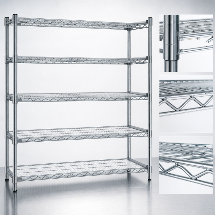 Product image #3 for Eagle Group 5-Tier 72"W x 21"D x 74"H Chrome-Plated Wire Add-On Shelving Unit