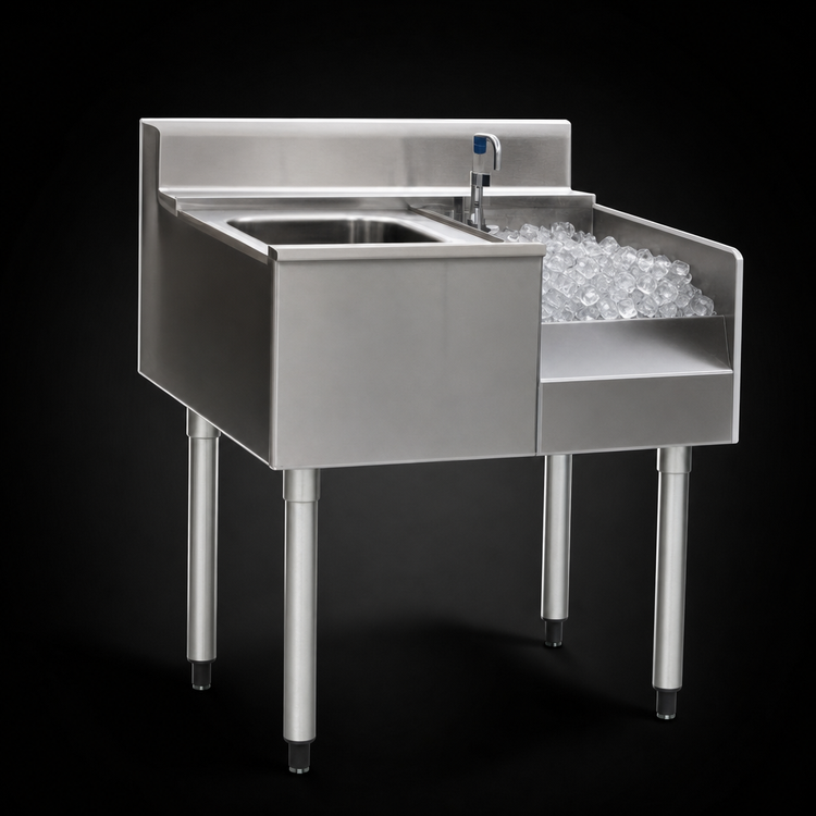 Product image #3 for Eagle 2200 Series Underbar Ice Bin/Cocktail Station with Blender Station, Right Ice Bin, 36 x 24 Inches
