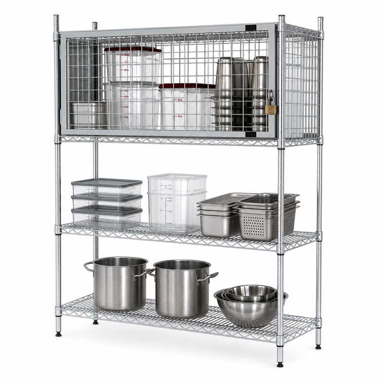 Product image #3 for Eagle Group Security Enclosure Kit for Wire Shelving, 36 Inch W x 24 Inch D, Chrome, Flip-Up Door