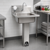Thumbnail image #3 for Eagle Group Pedestal-Mount Lavatory Hand Sink with Foot-Valve Gooseneck Spout, Soap Dispenser, Basket Drain, 304 Stainless Steel