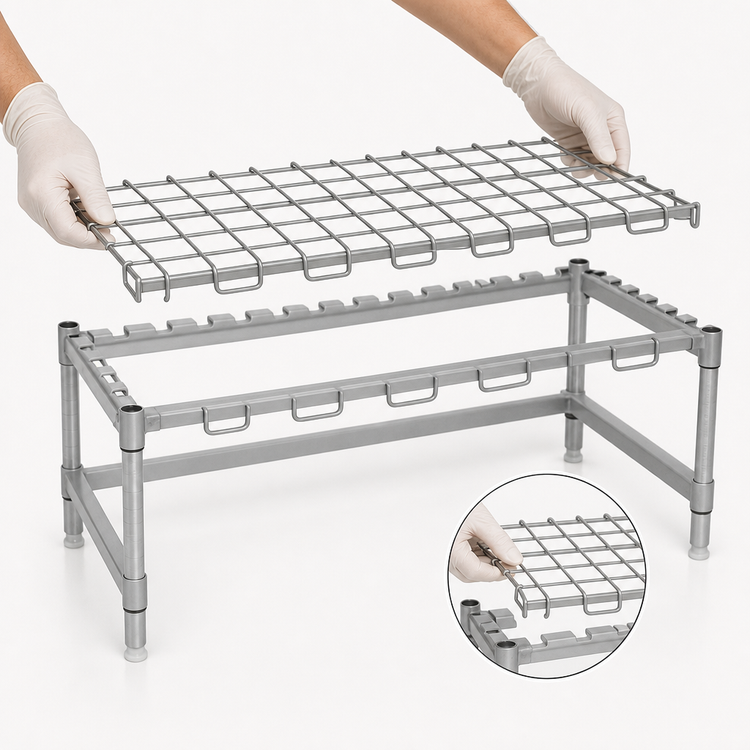 Product image #3 for Eagle Group 48"W x 24"D x 14"H Chrome Stationary Dunnage Rack, 1,300 lb. Capacity