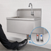 Thumbnail image #2 for Wall-Mounted 18-Gauge 304 Stainless Steel Hand Wash Sink with Knee Valve Assembly and Gooseneck Faucet