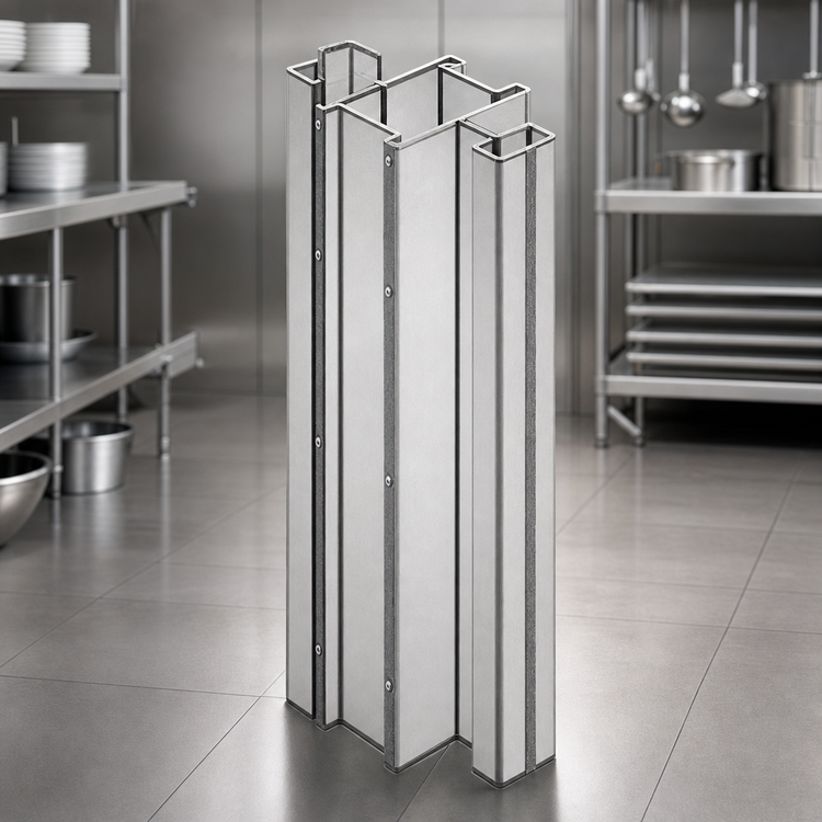 Product image #3 for Eagle Group Back-To-Back Heavy Duty Stainless Steel Floor-to-Ceiling Cantilevered Shelving Uprights, 120 Inches