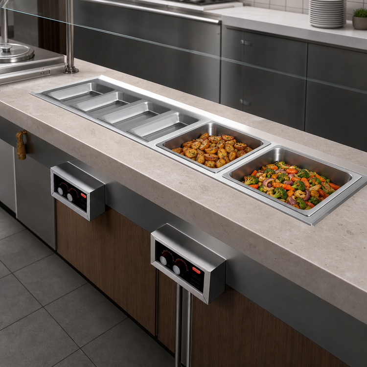 Product image #3 for Hatco Drop-In Modular Slim Heated Well with Auto-Fill and Manifold Drains, 2 Full-Size Pan Capacity