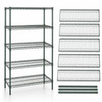 Thumbnail image #3 for Quantum WR86-2442P-5 Stationary Wire Shelving Starter Unit, 5 Shelves, Green Epoxy, 42"W x 24"D x 86"H