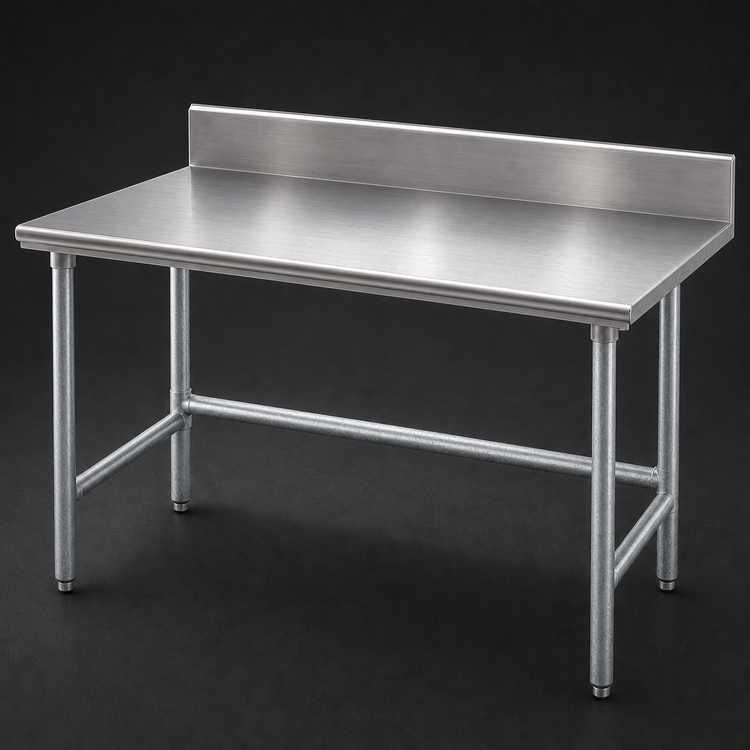 Product image #3 for Advance Tabco 72-Inch x 24-Inch 304 Stainless Steel Work Table with 5-Inch Backsplash, Galvanized Base