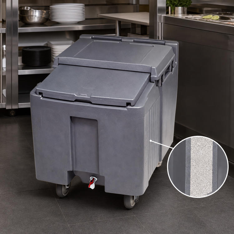 Product image #3 for Cambro ICS125L Fully Insulated Polyethylene Ice Cart with Slide-Back Lid, 125 lb Capacity