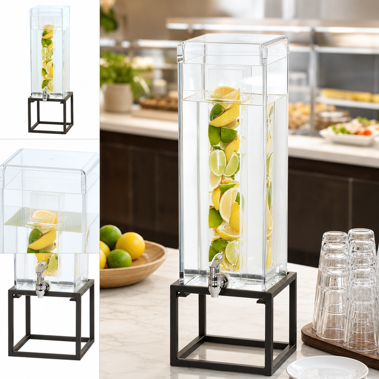 Product image #3 for Cal-Mil Milo Square 3 Gallon Infusion Beverage Dispenser with Clear Polycarbonate Chamber, Black