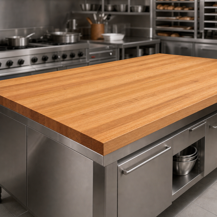 Product image #3 for Appalachian Red Oak Island Countertop, 108 x 48 x 1-3/4 Inch, Full-Length Rails, Edge Grain, Oil Finish