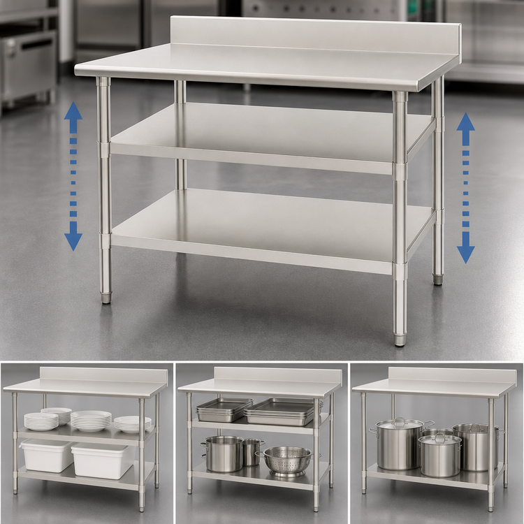 Product image #3 for Galvanized Adjustable Work Table Undershelf, 36 x 24 Inches