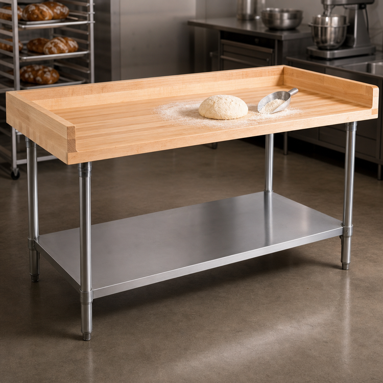 Product image #3 for John Boos 72-Inch x 30-Inch Baker's Top Work Table with 1-3/4-Inch Maple Top and Stainless Steel Undershelf