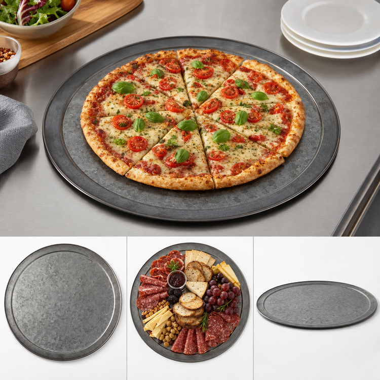 Product image #3 for 16 Inch Round Onyx Galvanized Wide-Rim Serving Pan