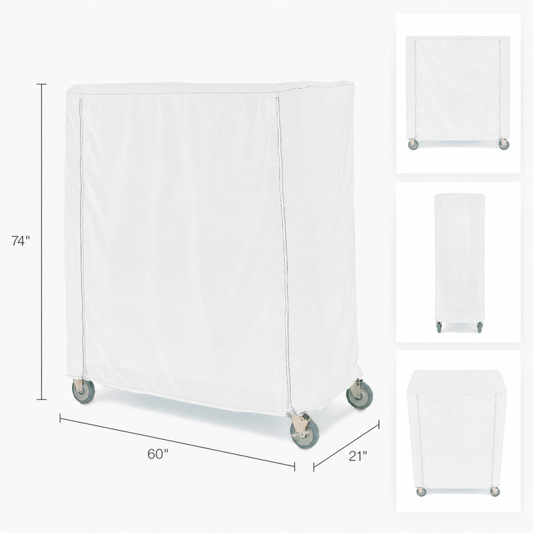 Product image #3 for Metro 60"W x 21"D x 74"H White Uncoated Knitted Polyester Cart Cover for Queen Mary/Banquet Carts