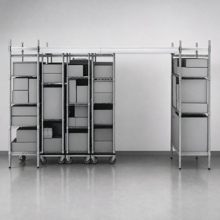 Product image #3 for Metro TOP-TRACK Super Erecta Stationary Intermediate Unit Kit, 21-Inch Wide, with 86-Inch Chrome Plated Posts