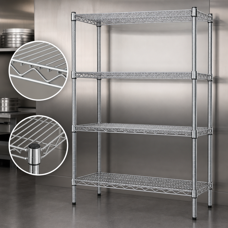 Product image #3 for Eagle Group 4-Tier Stationary Wire Shelving Starter Unit, 36 x 18 x 74 Inches, Chrome-Plated