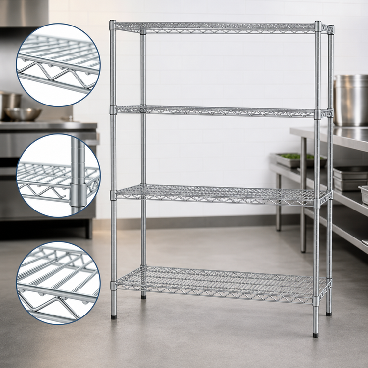 Product image #3 for Eagle Group 4-Tier Wire Shelving Starter Unit, 72 x 24 x 74 Inches, Stainless Steel Finish