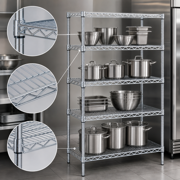 Product image #3 for EAGLEbrite 4-Tier Stationary Wire Shelving Starter Unit, 36"W x 24"D x 74"H, Zinc Finish