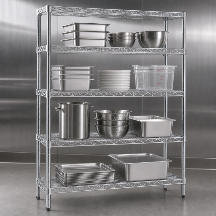 Product image #3 for Red-i-Pak 4-Tier Commercial Wire Shelving Unit, 48W x 24D x 63H, Stationary, Zinc Finish