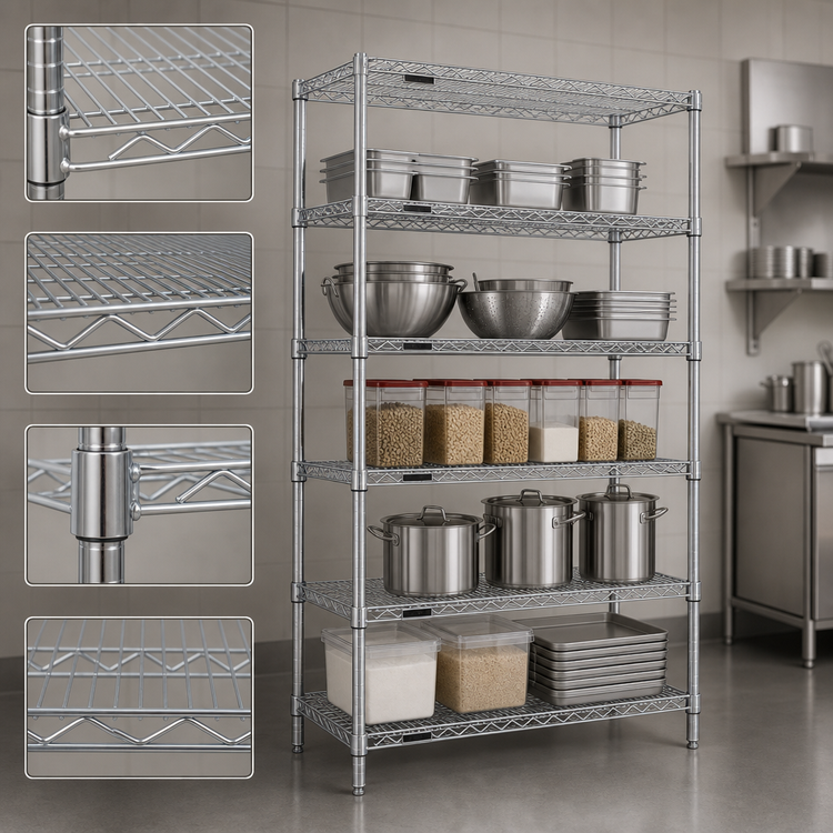 Product image #3 for Eagle Group 5-Tier Wire Shelving Starter Unit, 60"W x 24"D x 86"H, Chrome-Plated