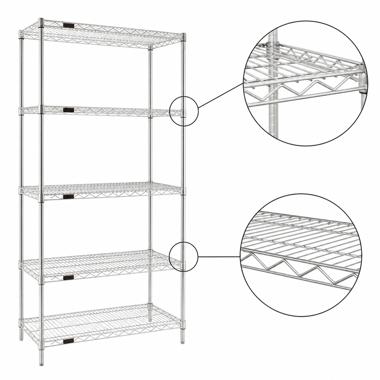 Product image #3 for Eagle Group 5-Tier Stationary Starter Wire Shelving Unit, 72" W x 18" D x 86" H, Stainless Steel Finish