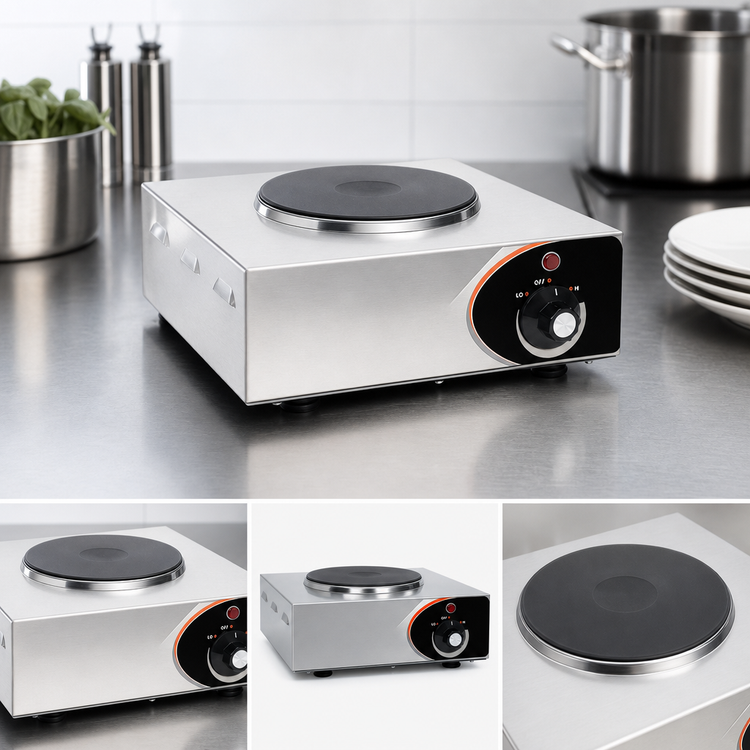Product image #3 for Nemco 12-Inch Single Burner Countertop Electric Hot Plate, 240V, Stainless Steel