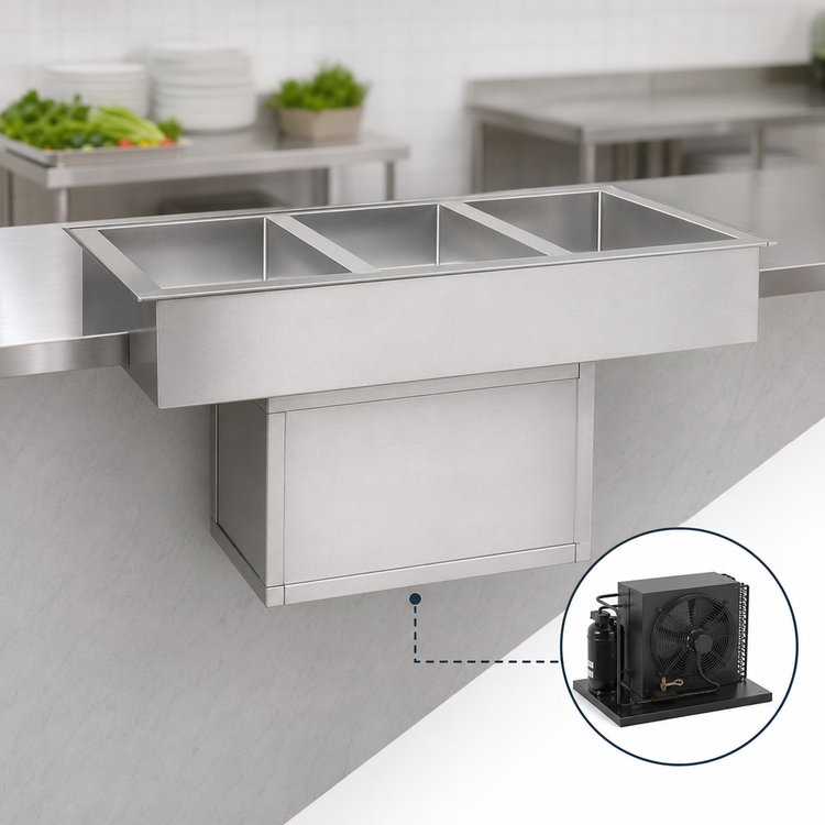 Product image #3 for Atlas Metal WCMX-1 Remote Refrigeration Drop-In Cold Well for 1 Full-Size Pan