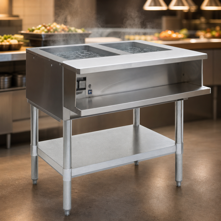 Product image #3 for Eagle Group 33-Inch Wide Water Bath Hot Food Table, Open Base, Liquid Propane, 2 x 12 x 20 Openings