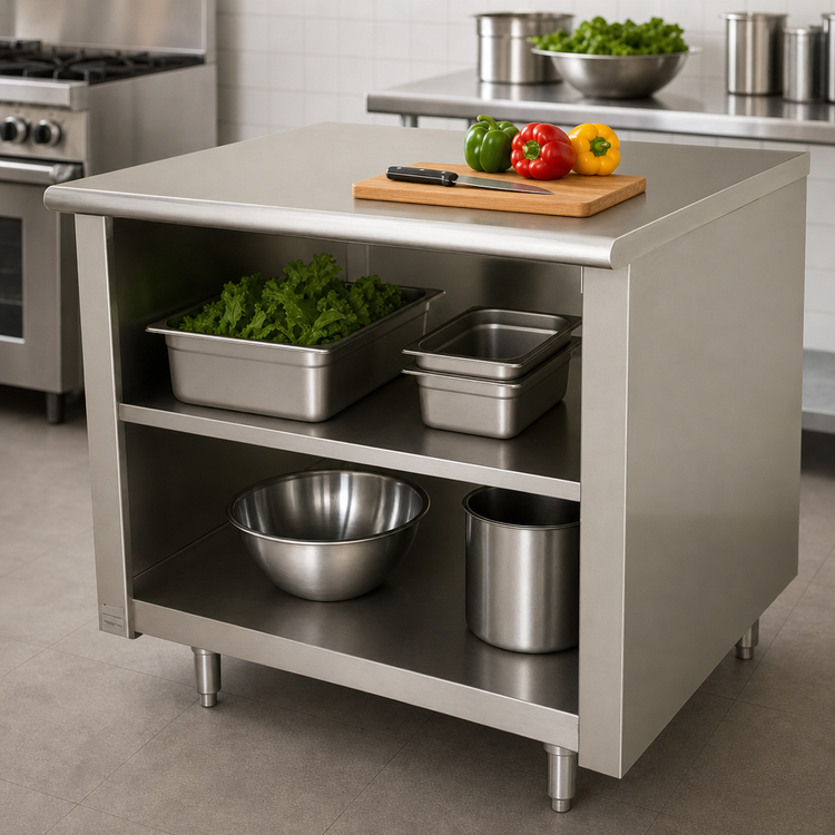 Product image #3 for Advance Tabco Special Value Series 48-Inch x 30-Inch Open Base Economy Work Table with Mid-Shelf