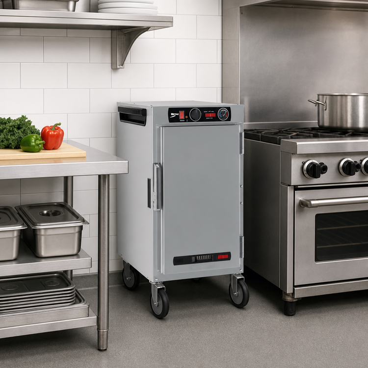 Product image #4 for Metro HotBlox™ Narrow 8-Pan Half-Height Mobile Insulated Holding Cabinet with Solid Door and Analog Controls