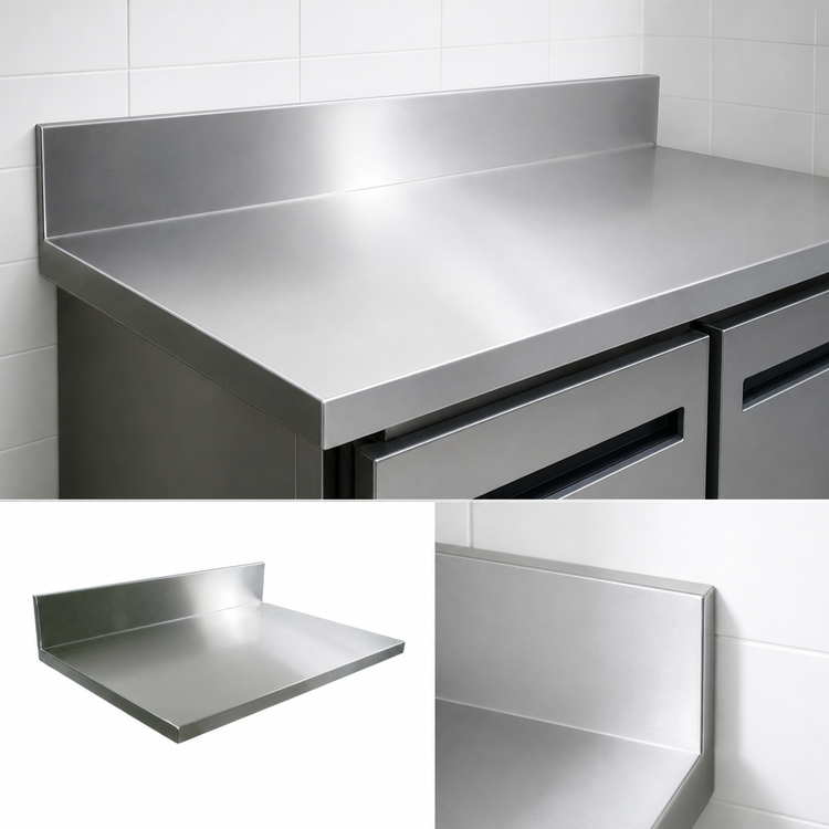 Product image #3 for John Boos 108 x 25-Inch Stainless Steel Countertop with 6-Inch Boxed Backsplash, 1-1/2-Inch Thick