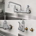 Thumbnail image #3 for T&S Brass Wall-Mount Double Pantry Faucet with 12-Inch Swing Nozzle, 8-Inch Centers