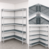 Thumbnail image #3 for Fermostock 5-Tier Corner Expansion Polymer Shelving Unit Kit, 68W x 18D x 83H Inches, Gray