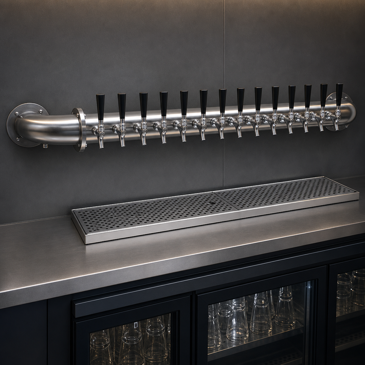 Product image #3 for Glastender Pipe Wall Draft Dispensing Tower, Wall Mounted, 14 Faucets, Glycol-Cooled