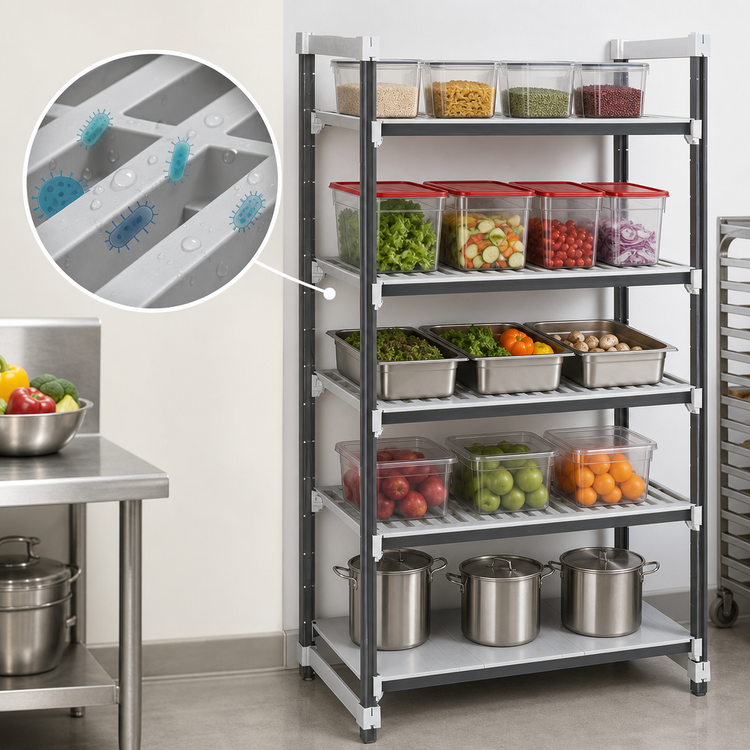 Product image #3 for Cambro Camshelving Elements XTRA 18-Inch Deep x 48-Inch Wide x 84-Inch High 5-Tier Stationary Starter Shelving Unit